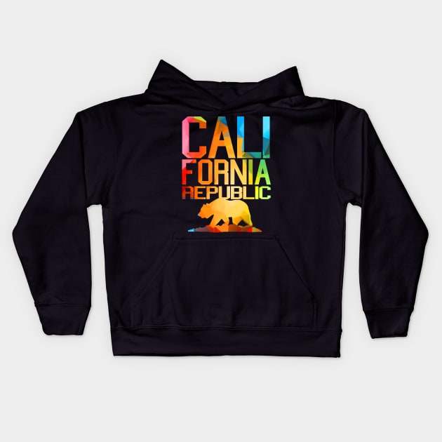 Vivid Colors - California Republic Bear Kids Hoodie by robotface